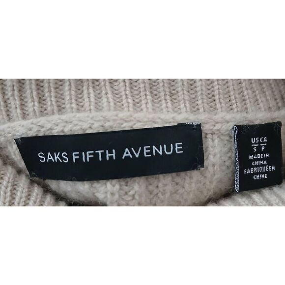 Saks fifth Avenue womens medium wool cashmere sweater turtleneck beige sand - Picture 5 of 8
